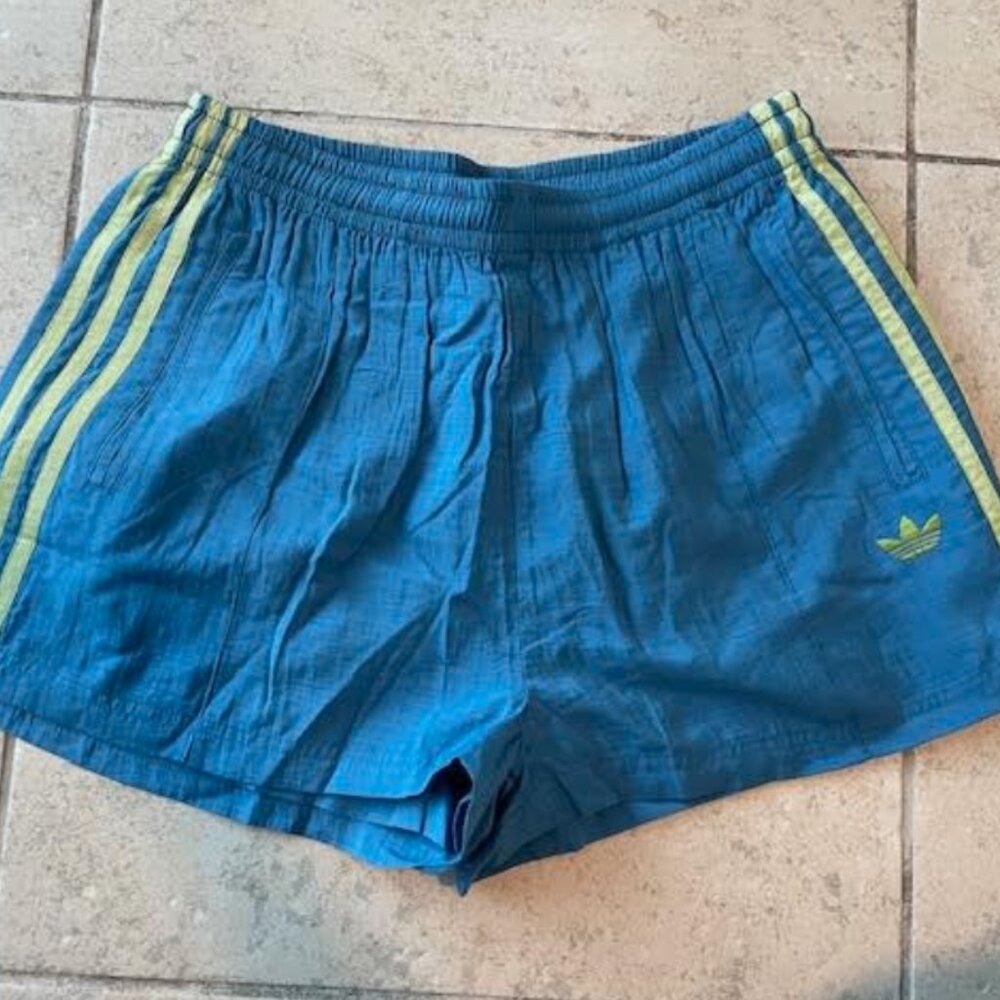 Adidas Originals x ASOS Shorts Small 4 6 Colbalt Blue Green Stripe SOLD OUT NEW